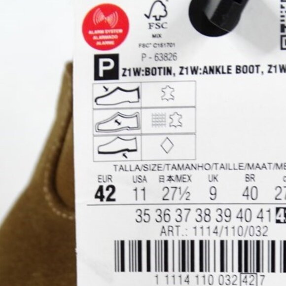 Zara Medium Brown Suede Ankle Booties Size EU 42 New With Tags - Picture 10 of 11